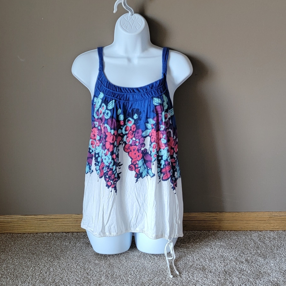 American Eagle Bright Colorful Flower Blue Size Small Tank Top